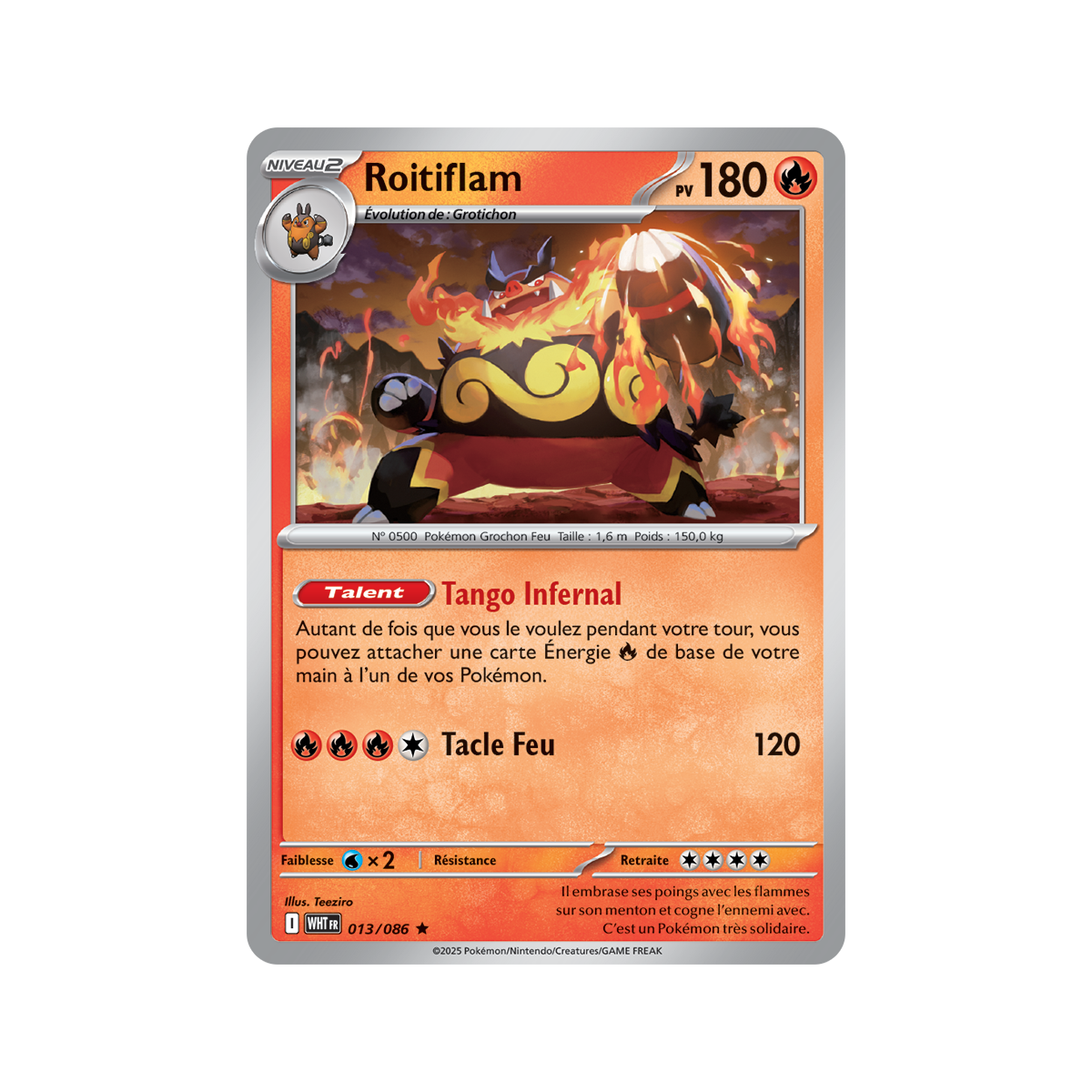 Roitiflam – Holo Rare 13/86 – Scharlachrot und Lila 10,5 Weiße Flamme