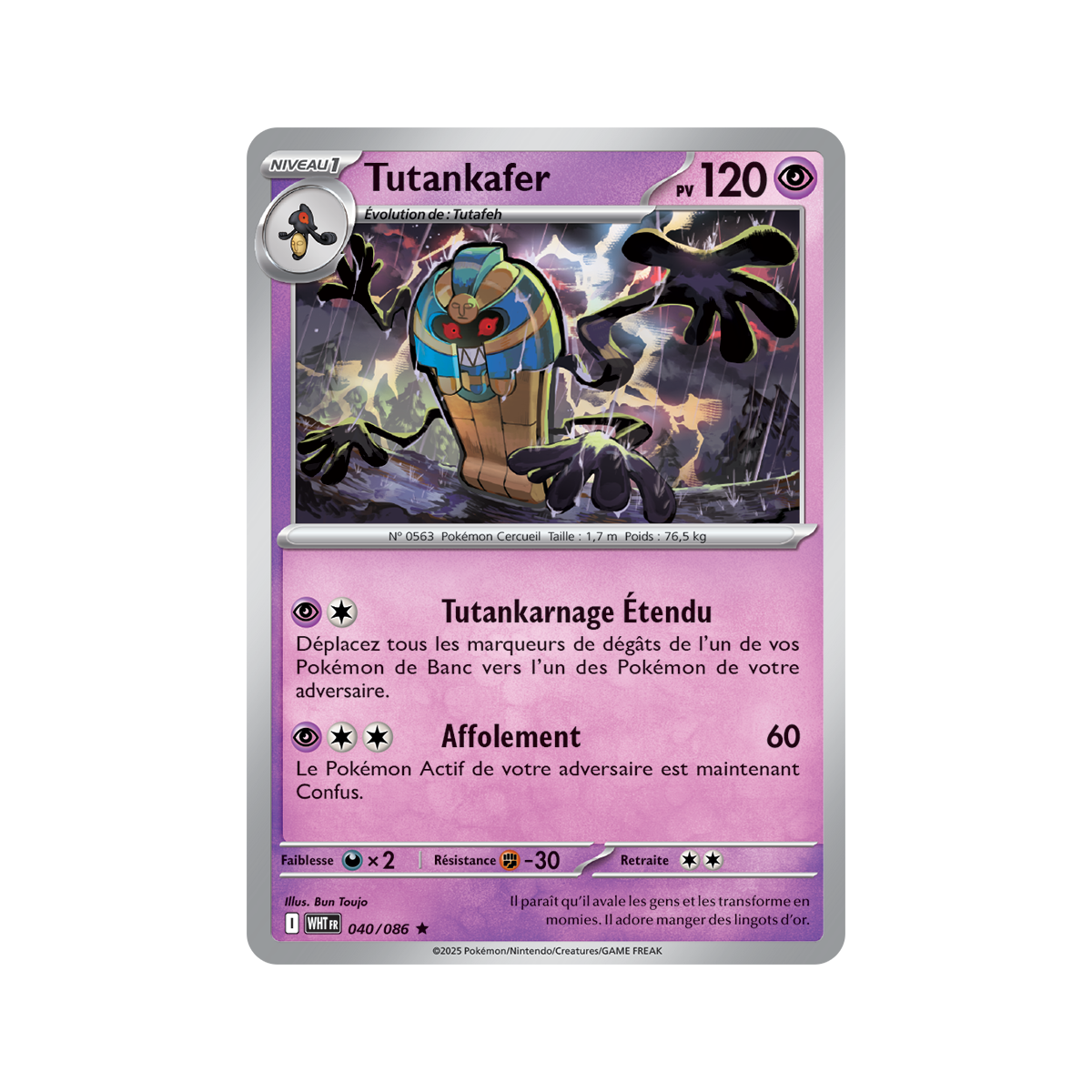 Tutankafer – Holo Rare 40/86 – Scharlachrot und Lila 10,5 Weiße Flamme