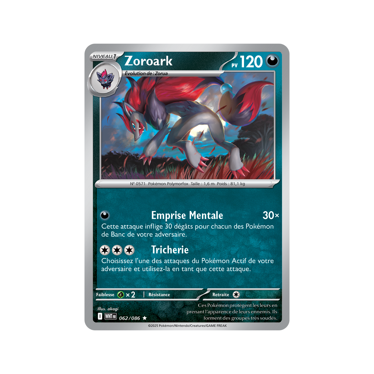 Zoroark – Holo Rare 62/86 – Scharlachrot und Lila 10,5 Weiße Flamme