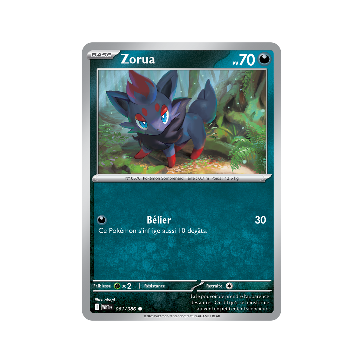 Zorua – Rückseite 61/86 – Scharlachrot und Lila 10,5 Weiße Flamme