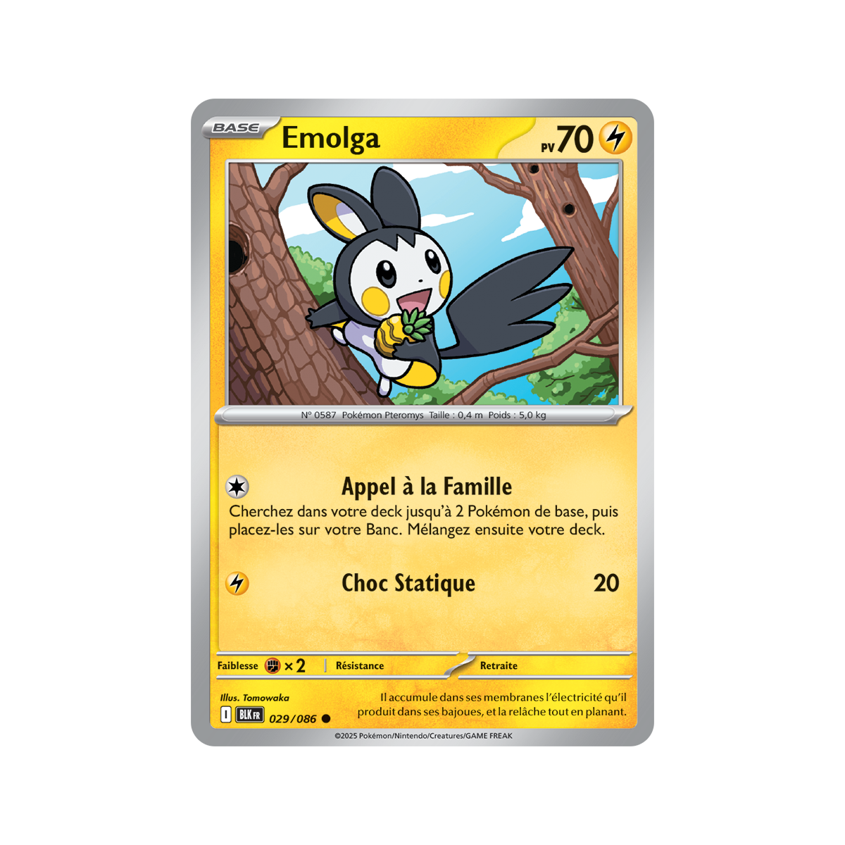 Emolga – Rückseite 29/86 – Scharlachrot und Lila 10,5 Schwarzer Blitz