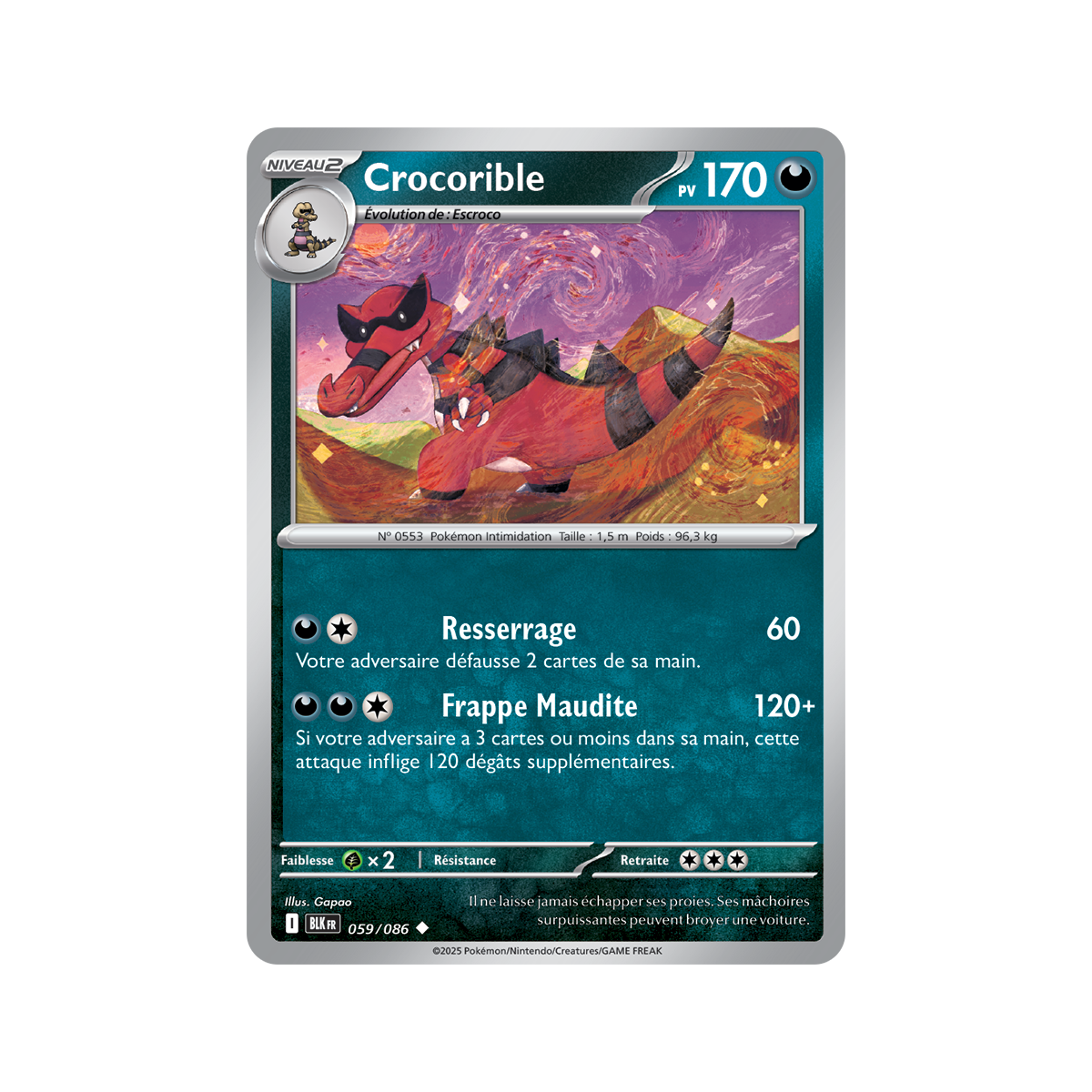Item Crocorible – Reverse Pokéball 59/86 – Scharlachrot und Lila 10,5 Schwarzer Blitz
