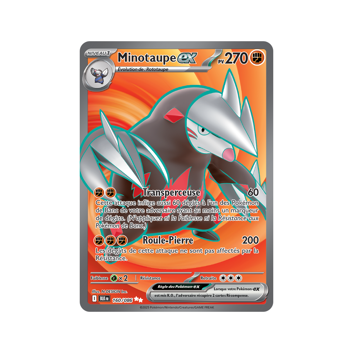 Minotaupe-ex – Ultra Rare 160/86 – Scharlachrot und Lila 10,5 Schwarzer Blitz