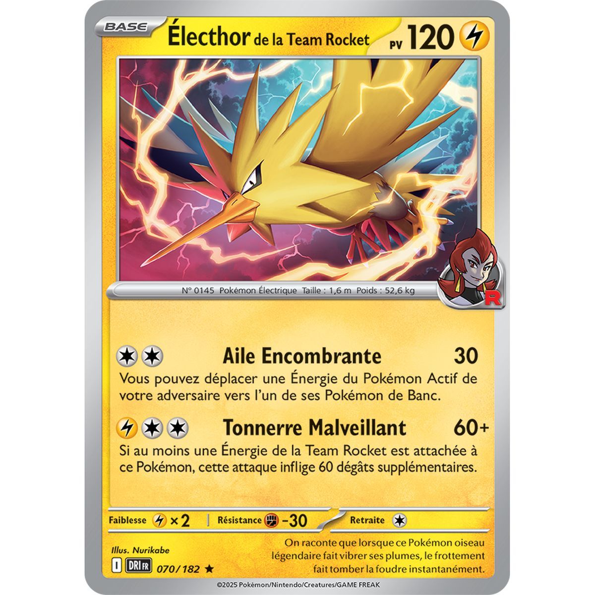 Team Rocket Zapdos – Holo Rare 70/182 – Scharlachrot und Lila 10 Schicksalhafte Rivalitäten