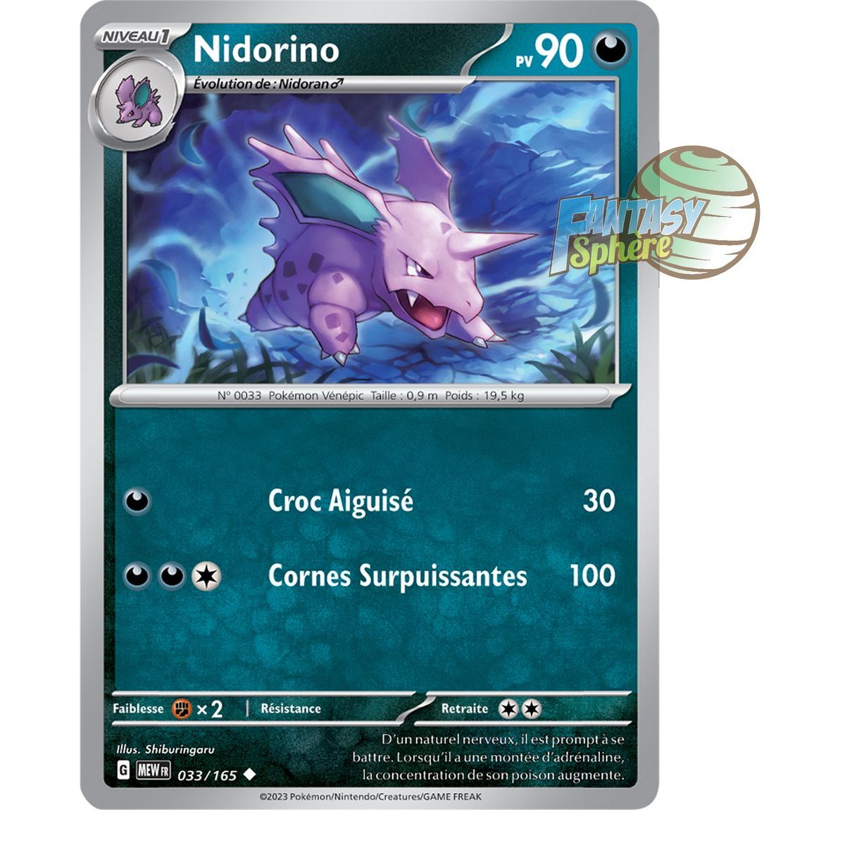 Nidorino – Rückseite 33/165 – Scharlachrot und Violett 151