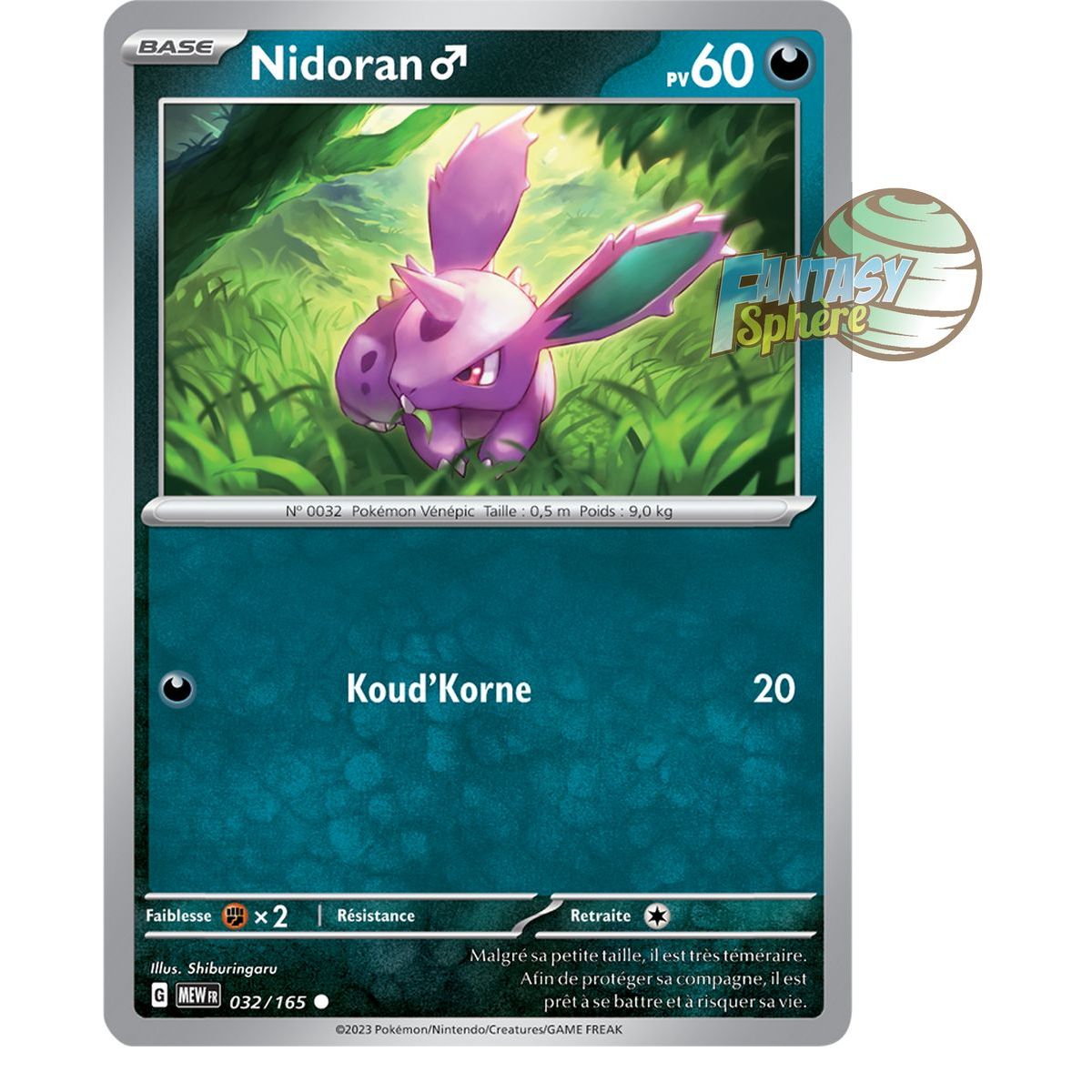 Nidoran♂ – Rückseite 32/165 – Scharlachrot und Violett 151