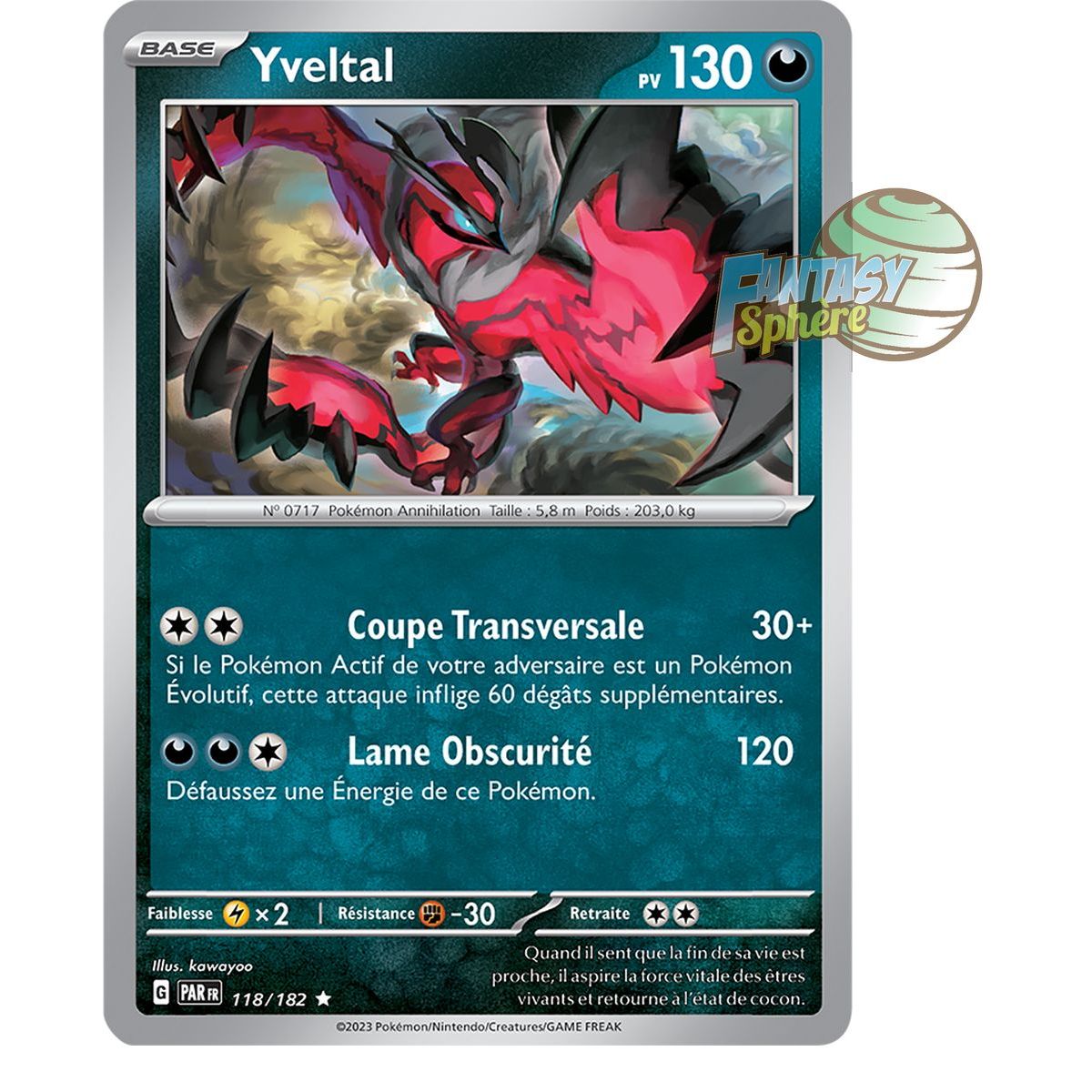 Yveltal – Holo Rare 118/182 – Scarlet and Violet Paradox Rift