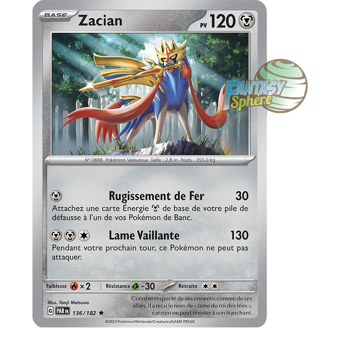 Zacian – Holo Rare 136/182 – Scarlet and Violet Paradox Rift