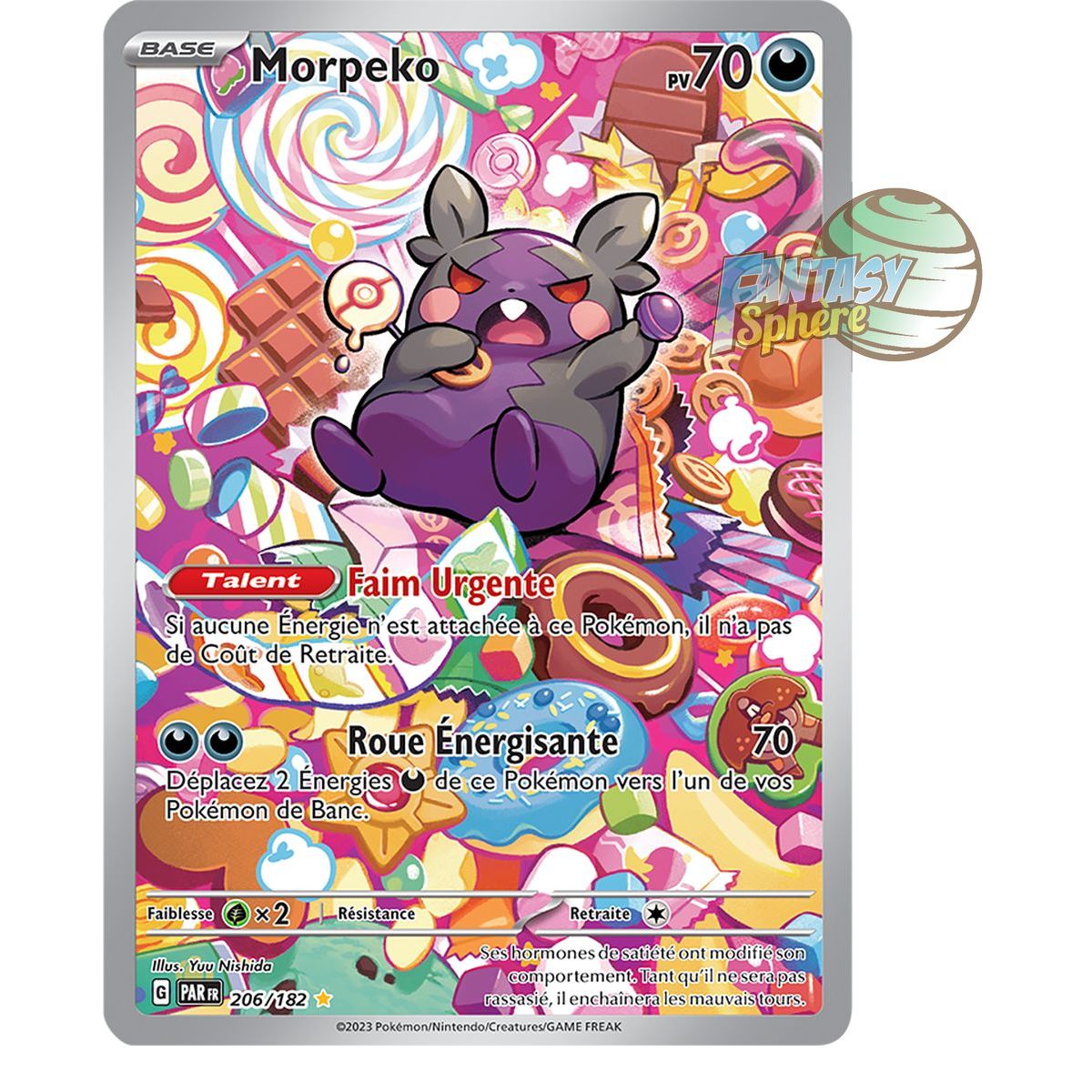 Item Morpeko – Seltene Illustration 206/182 – Scharlachrotes und violettes Faille-Paradoxon