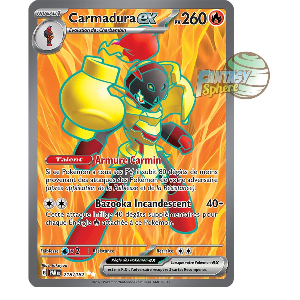 Item Carmadura EX – Ultra Rare 218/182 – Scarlet and Violet Paradox Rift