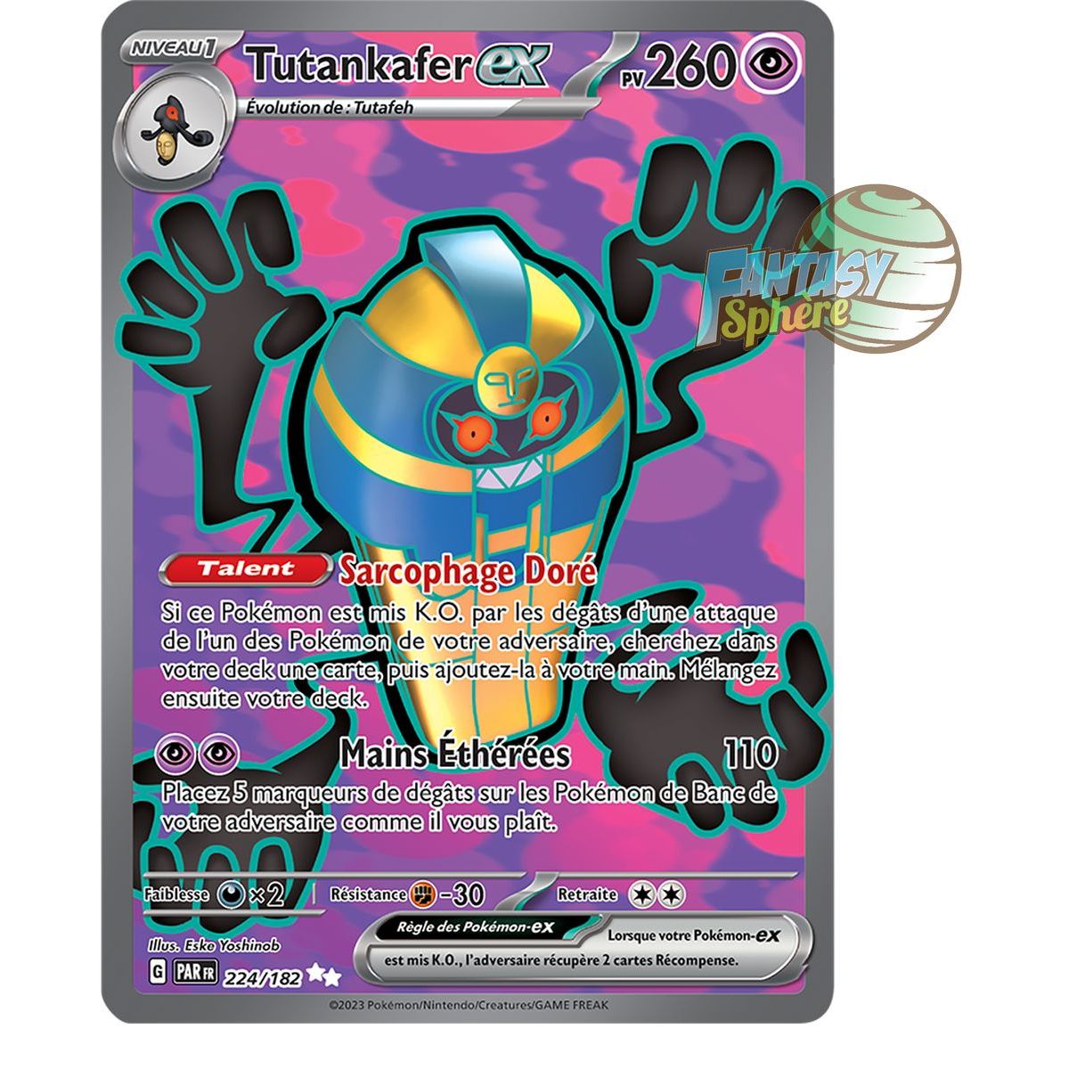 Tutanchamun EX – Ultra Rare 224/182 – Scharlachroter und violetter Paradox-Riss