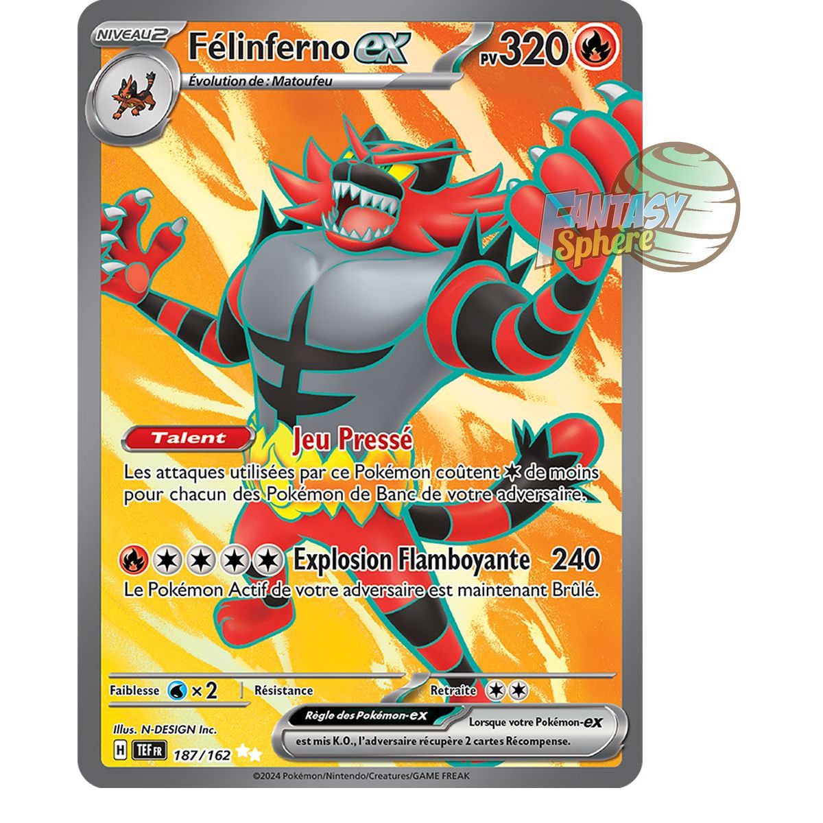 Incineroar EX – Ultra Rare 187/162 – Scharlachrote und violette Zeitkräfte