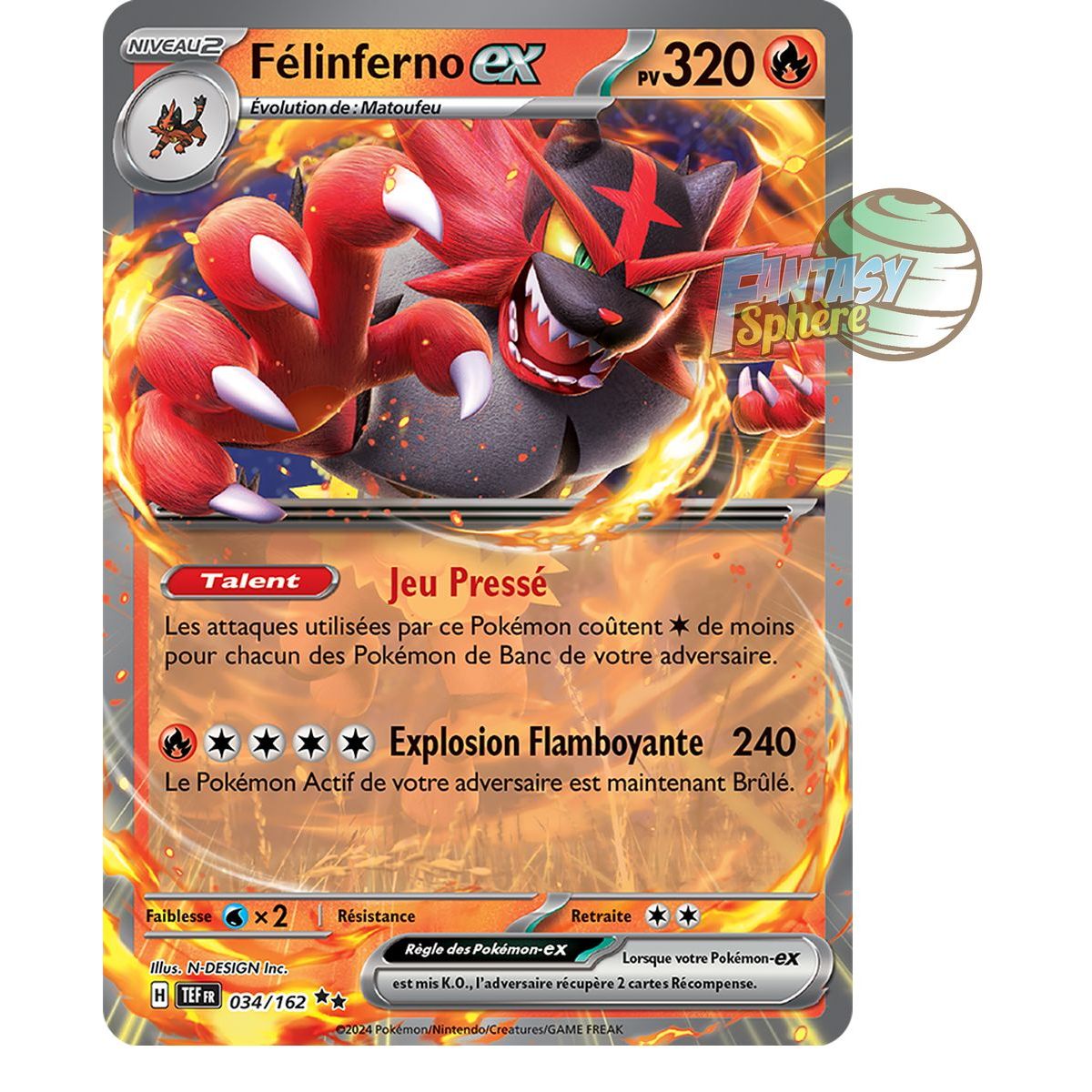 Incineroar EX – Double Rare 34/162 – Scharlachrote und violette Zeitkräfte