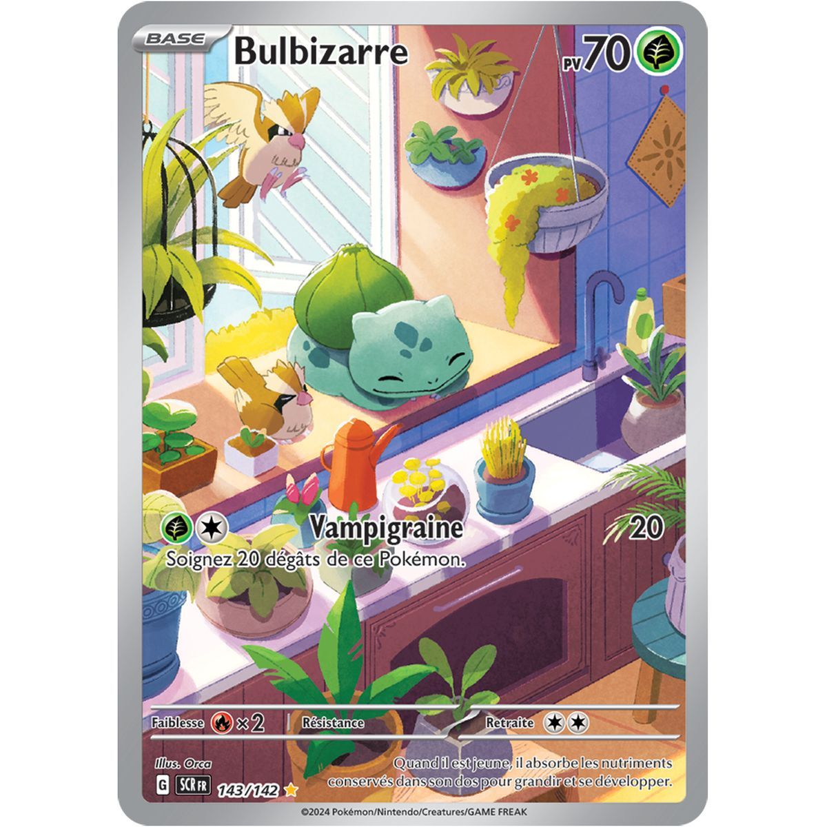 Bulbasaur – Seltene Illustration 143/142 – Scharlachrote und violette Sternenkrone