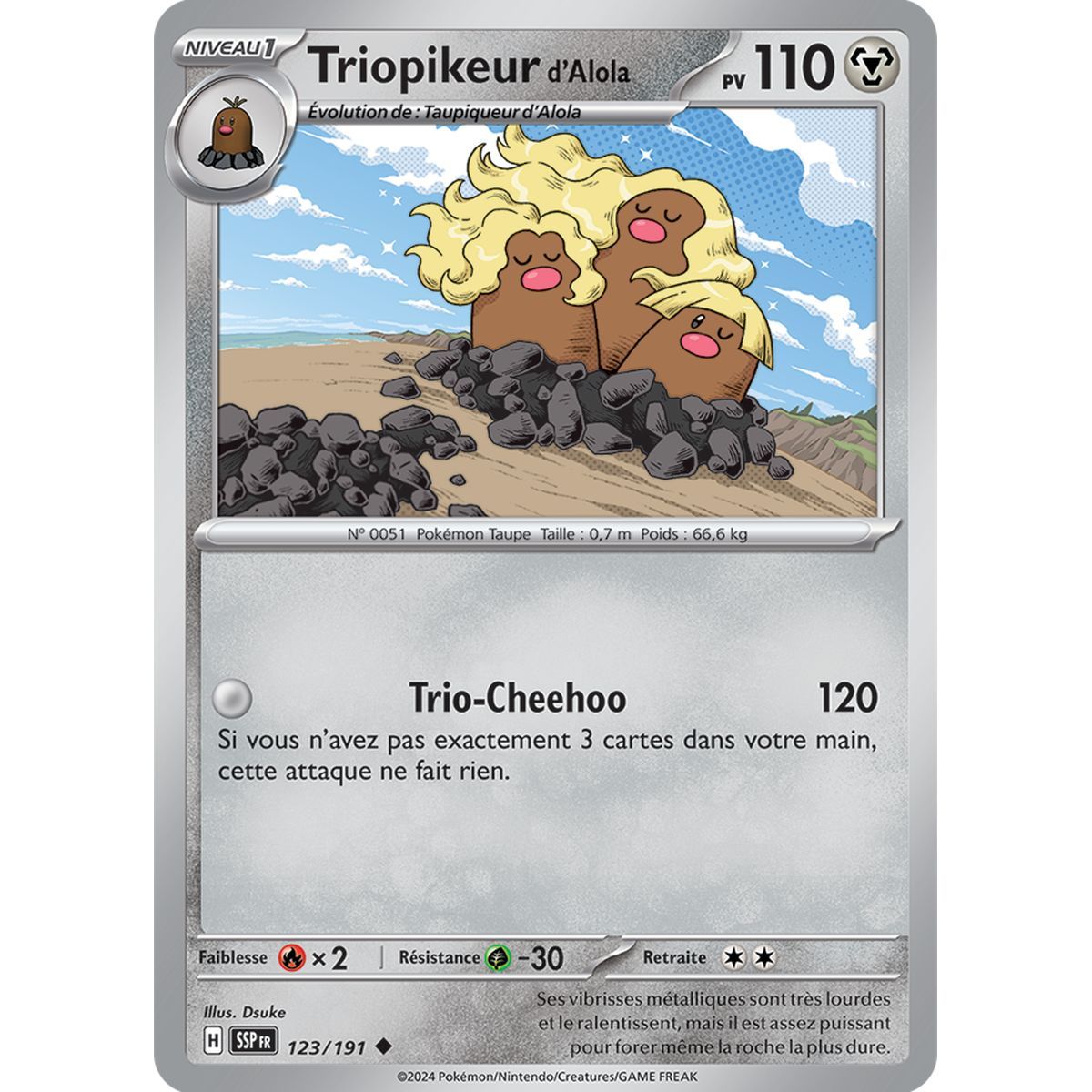 Alolan Triopike – Rückseite 123/191 – Scharlachroter und violetter wogender Funke