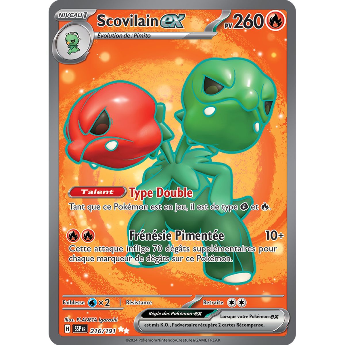 Scovilain-ex – Ultra Rare 216/191 – Scharlachroter und violetter Wogender Funke