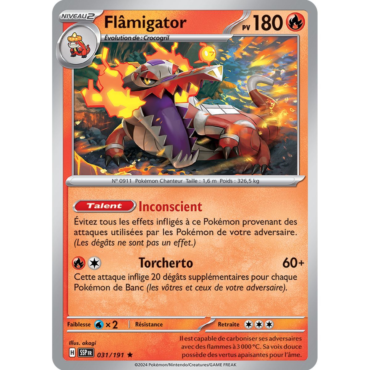 Flâmigator - Holo Rare 31/191 - Scharlachroter und violetter Wogender Funke