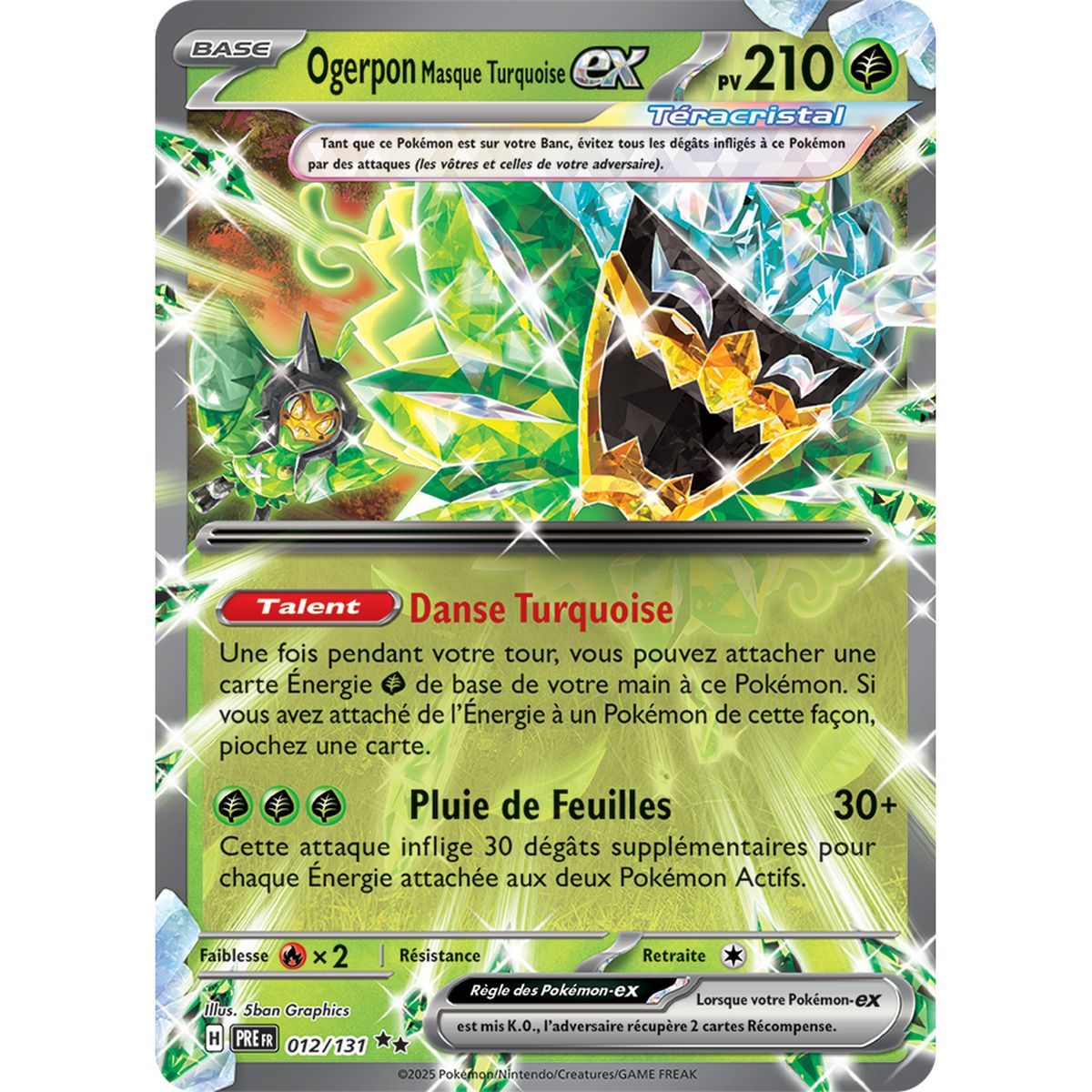 Ogerpon Türkis Maske-ex - Double Rare 12/131 - Scharlachrot und Lila 8,5 Prisma-Entwicklungen