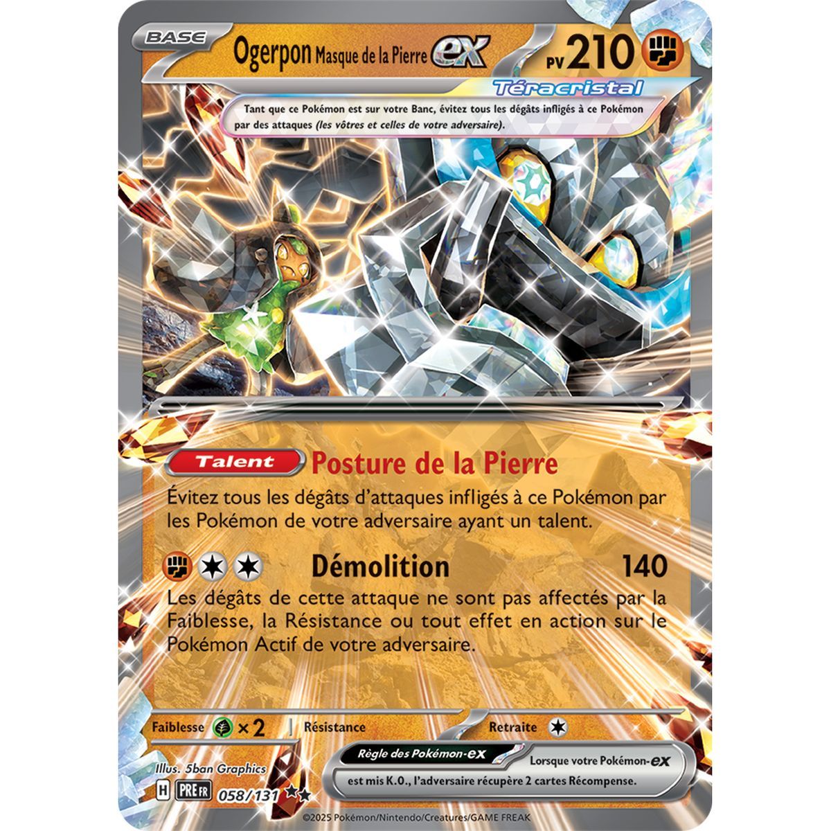 Ogerpon-Maske des Steins-ex – Double Rare 58/131 – Scharlachrot und Lila 8,5 Prisma-Entwicklungen