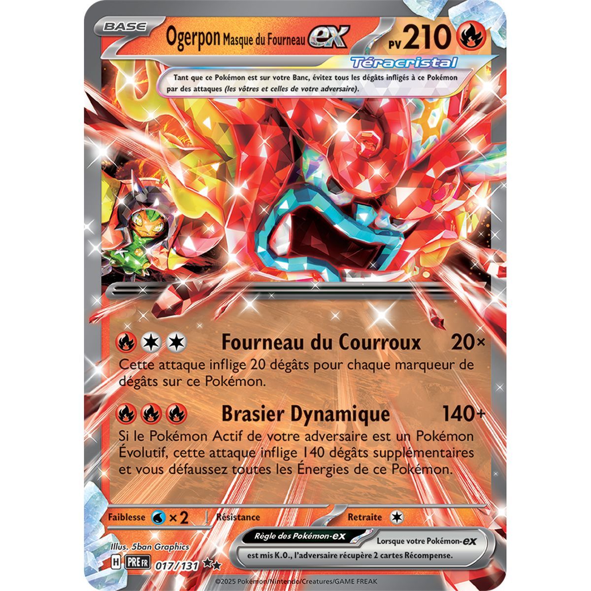 Ogerpon Furnace Mask-ex – Double Rare 17/131 – Scharlachrot und Lila 8,5 Prismatic Evolutions