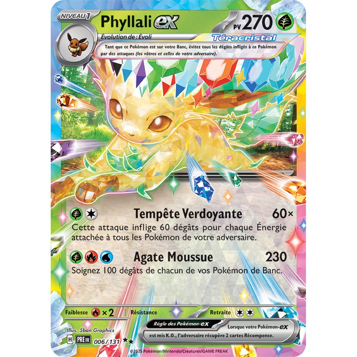 Leafeon-ex - Doppelt selten 6/131 - Scharlachrot und Lila 8.5 Prism Evolutions