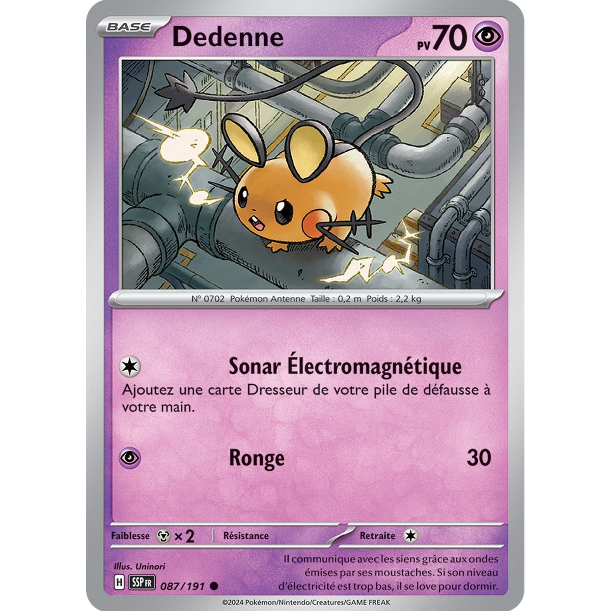 Dedenne – Rückseite 87/191 – Scharlachroter und violetter wogender Funke