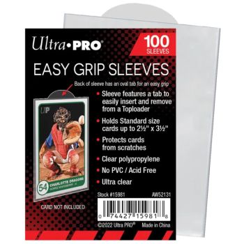 photo 100 Kartenhüllen – Standard – Easy Grip Sleeves 2,5"x3,5" – Weich – Ultra Pro
