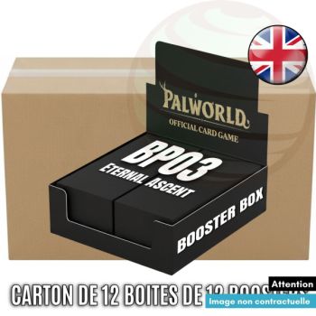 Karton mit 12 Boxen à 12 Boosterpacks – Eternal Ascent [BP03] – Palworld TCG – EN