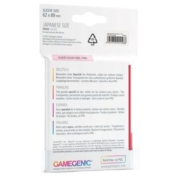 Gamegenic – Japanische Größe – 60 Prime Sleeves Rot – 62 x 89 Small (60)