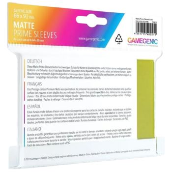 Gamegenic – Matte Prime Standard-Hüllen – Limettengrün – 66 x 91 (100)