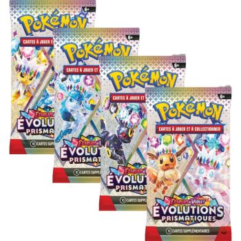 photo Artset – 4 scharlachrote und violette Booster: Prisma-Evolution [EV08.5 EV8.5] – Pokémon