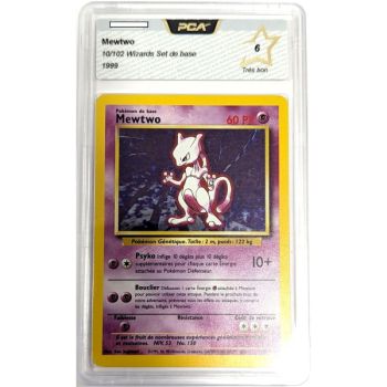 [PCA 6 – Sehr gut] – Bewertete Karte – Mewtu 10/102 – Basis-Set – 1999 – Pokémon – Französisch