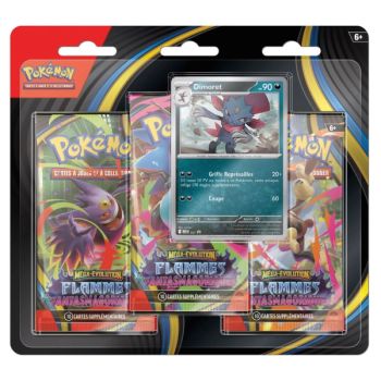 Tri-Pack – 3 Booster – Farfuret/Dimoret – Mega-Entwicklung: Phantasmal Flames – [ME02 – PFL] – Pokémon – FR (zufälliges Modell)