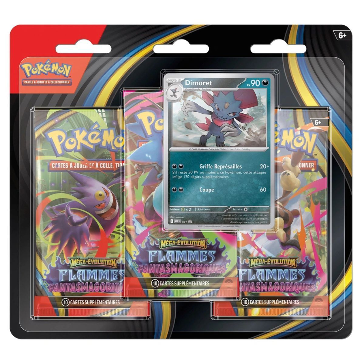 Tri-Pack – 3 Booster – Farfuret/Dimoret – Mega-Entwicklung: Phantasmal Flames – [ME02 – PFL] – Pokémon – FR (zufälliges Modell)