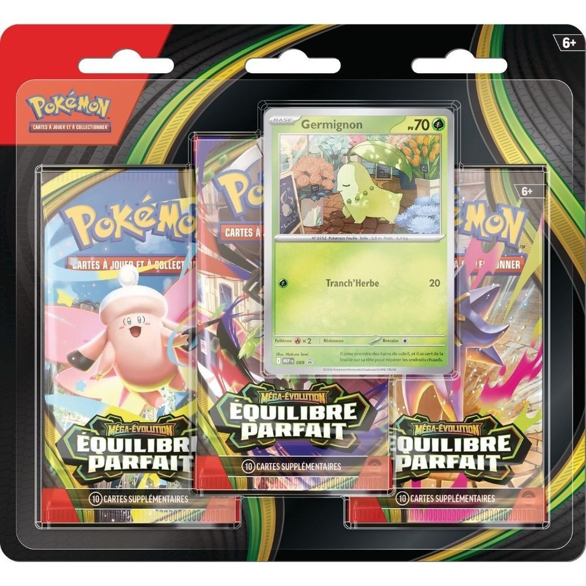 Tri-Pack – 3 Booster – Chikorita – Mega-Entwicklung: Perfekte Balance – [ME03 – POR] – Pokémon – FR