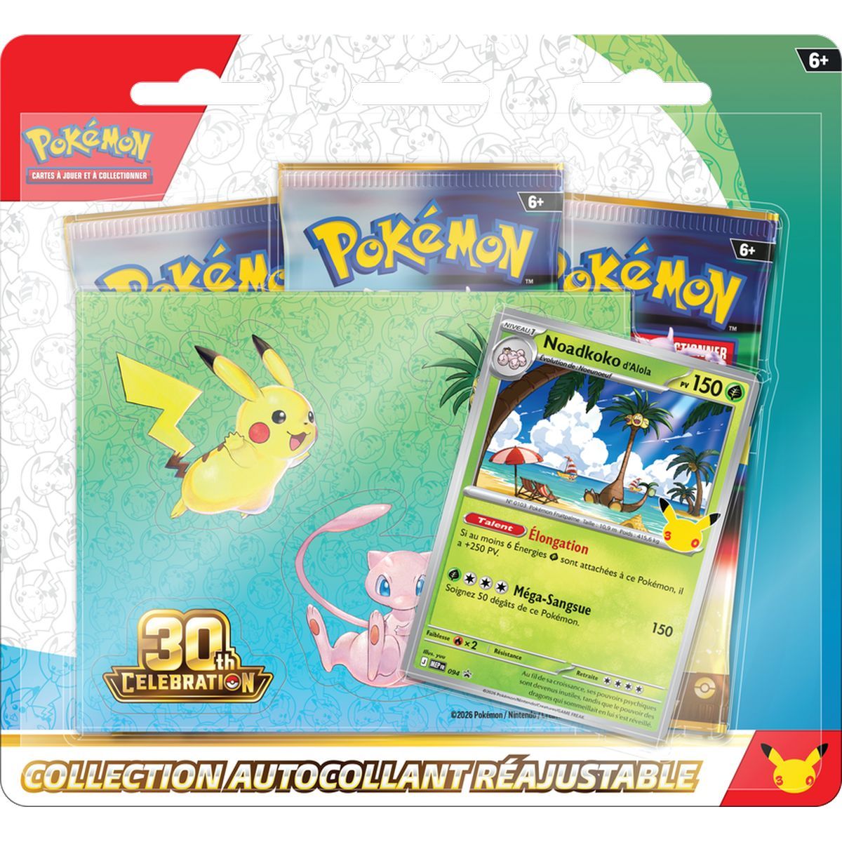 Dreierpack-Sticker-Nachfüllpackung – 3 Booster – Alola-Kokowei/Lucario – 30. Jubiläum [ME05.5][30C] – Pokémon – FR