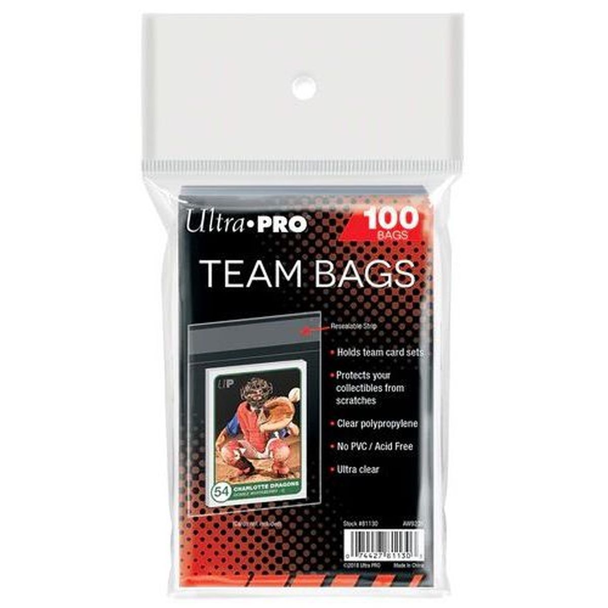 Item Ultra Pro – Teamtaschen – wiederverschließbar – wiederverschließbare Top-Loader-Hüllen (100)