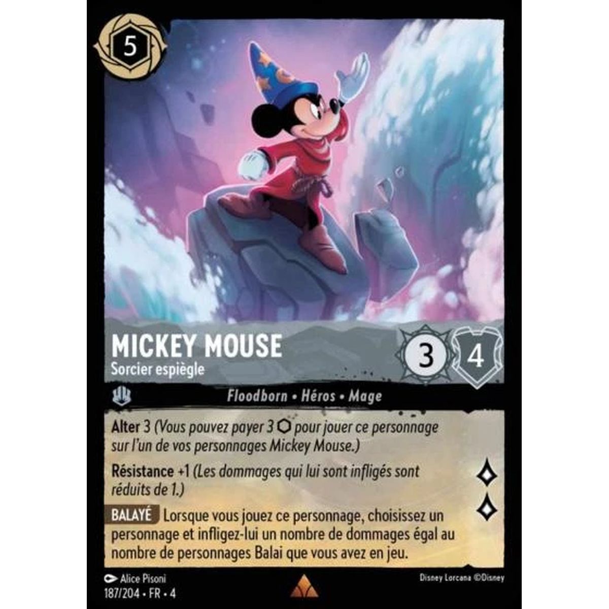 Mickey Mouse, schelmischer Zauberer – 187/204 – URR – Ursula Returns – Brillant – Premium – Französisch