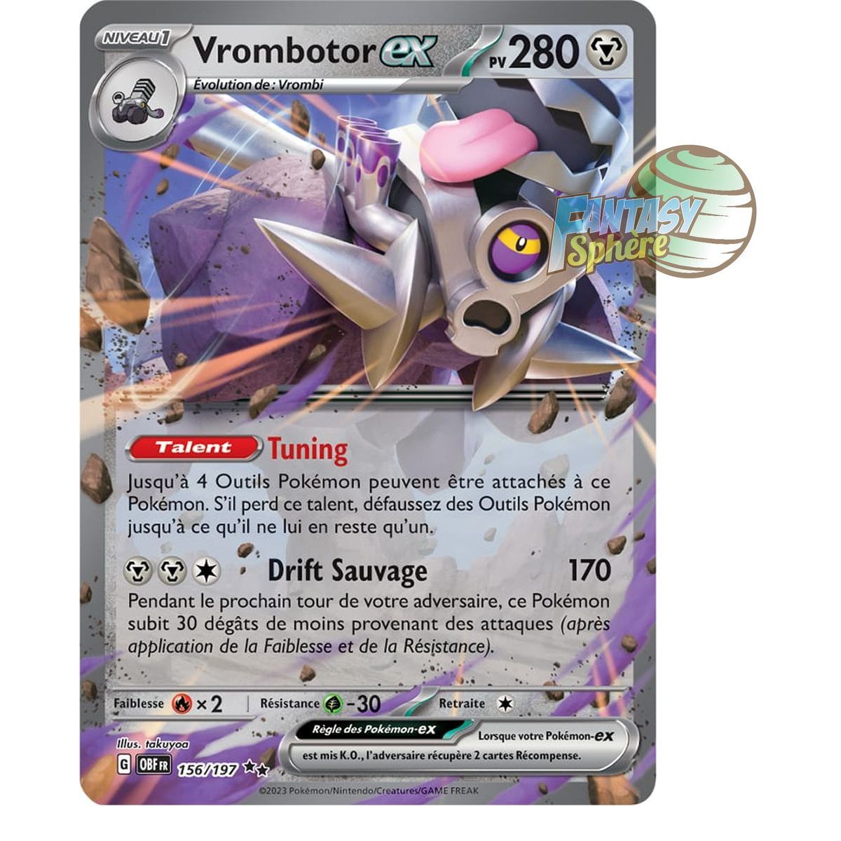 Item Vrombotor EX – Double Rare 156/197 – Scharlachrote und violette Obsidianflammen