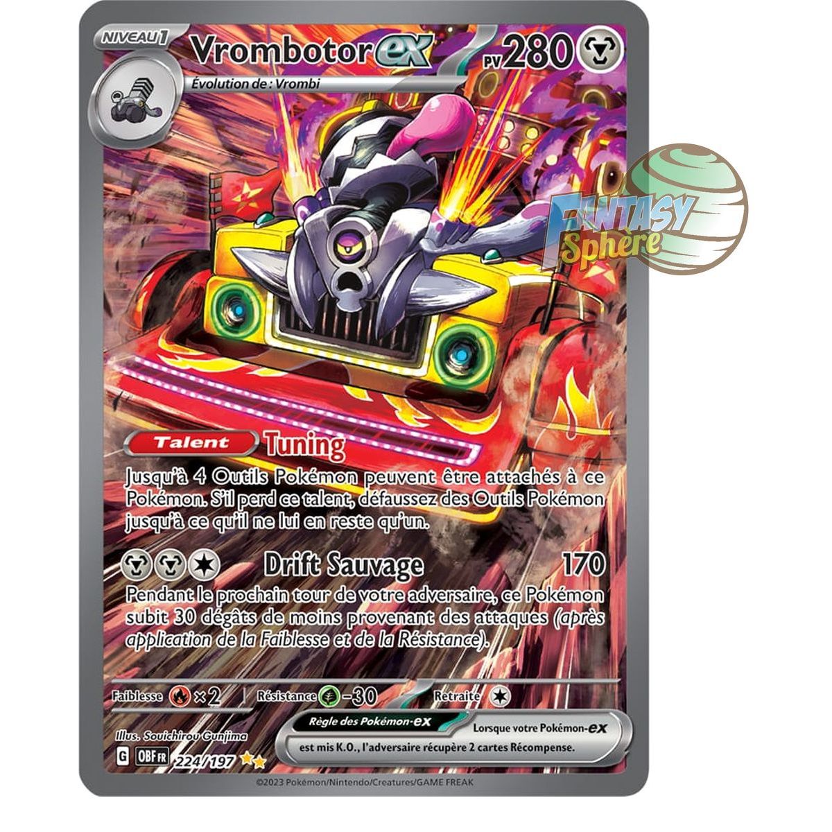 Vrombotor EX – Sonderillustration Rare 224/197 – Scharlachrote und violette Obsidianflammen