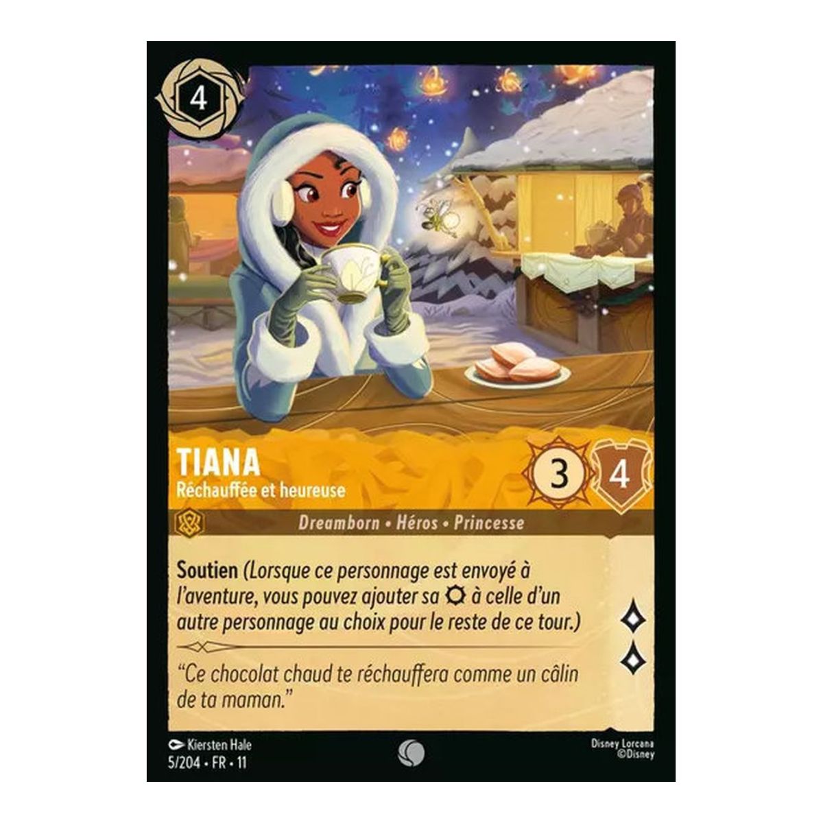 Tiana, Warmed and Happy – 5/204 – GEWINN – Frostbite – Brilliant – Premium – Französisch